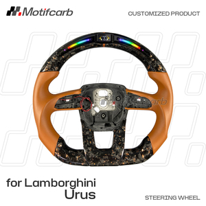Volante de Fibra de Carbono Forjado en Oro con LED Personalizado para Lamborghini Urus 2019-2025, con Empuñaduras de Cuero Marrón - Product Image 2