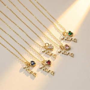 Collier Pendentif Cœur Créatif <span class=keywords><strong>Nana</strong></span> en Cuivre Plaqué Or 18K, Chaîne Tendance, Pierre de Naissance de Décembre, Cadeau Fête des Mères, Vente en Gros - Product Image 2