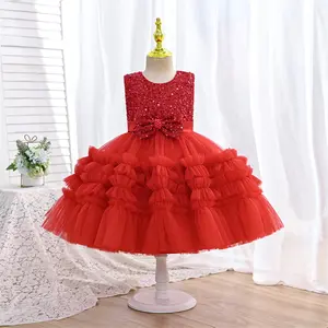 Girl Princess Version Of 4 Seasons Universal Dress Gauze Skirt Lovely Sweet Bow Vest Elegant Dance Performance Shaggy Dress