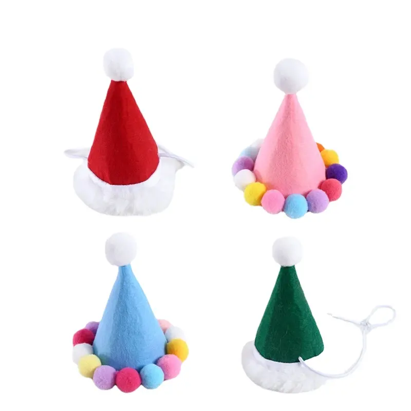 4 צבעים בד מוצרים לחיות מחמד ואביזרים כובע כלב וחתול ליום הולדת ומסיבת חג המולד