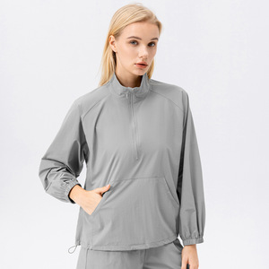 Nouveau élégant coupe-vent col montant léger femmes <span class=keywords><strong>veste</strong></span> course Tennis Yoga vêtements de sport demi fermeture éclair grande taille femmes vestes - Product Image 3