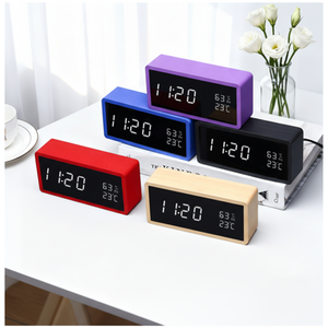 Reloj Despertador Digital LED Moderno de Bambú con Función de Repetición, Funciona con Batería, Forma Rectangular, para Oficina, Hogar, Estudio, Escritorio - Product Image 1