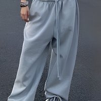 Pantalon de survêtement décontracté taille basse respirant pour femme, grande taille, style hip-hop, couleur unie, coupe ample, longueur cheville