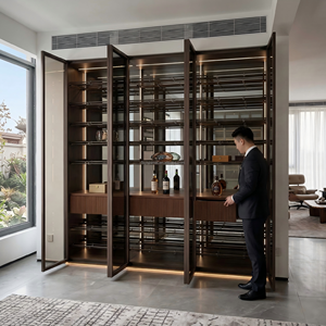 Étagères à vin modulaires de luxe modernes minimalistes de style italien, du sol au plafond, avec éclairage LED pour bar, maison, cave, villa - Product Image 1