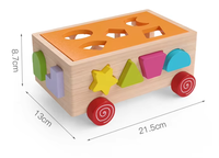 Boîte de rangement pour jouets de voiture pour bébé, jeu de puzzle géométrique en bois avec correspondance des formes et des couleurs pour enfants