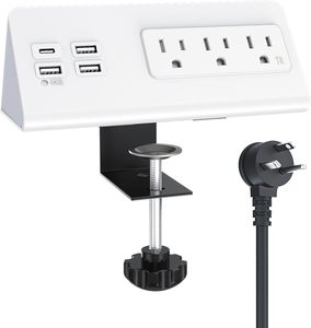 Toma de corriente de EE. UU. PD 20W USB C Borde de escritorio Mesita de noche Estación de carga Fácil instalación Blanco Negro Enchufe eléctrico para oficina Hogar - Product Image 1
