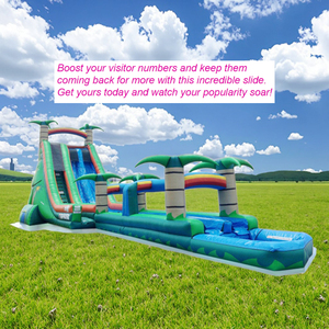 Trung Quốc Thương mại sân sau trẻ em công viên nước làn đường duy nhất màu đỏ màu xanh sóng <span class=keywords><strong>Slide</strong></span> trượt nước <span class=keywords><strong>Inflatable</strong></span> với hồ bơi để bán - Product Image 5