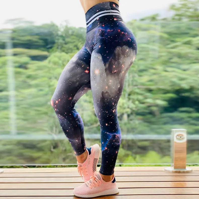 Latest design galaxy star workout gym fitness pants high waist yoga leggings for women