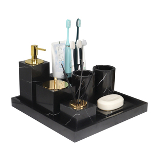 Produits de salle de bain en marbre, accessoires de salle de bain de luxe pour hôtel, ensemble d'accessoires de salle de bain en résine - Product Image 4