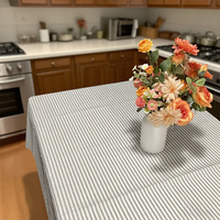Nappe carrée en lin tissé rayé, moderne, durable, écologique, personnalisable, imperméable et anti-taches pour salle à manger, cuisine et fêtes