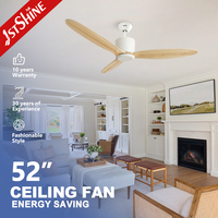 Ventilateur de plafond 1stshine à 3 pales en bois massif, simple, télécommandé, faible consommation d'énergie, compatible Alexa et Google
