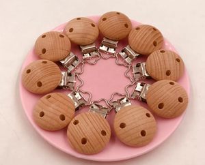 Legno naturale ciuccio supporto Clip <span class=keywords><strong>con</strong></span> perline lucidato catenina per il bambino sublimazione pulsante in legno - Product Image 2