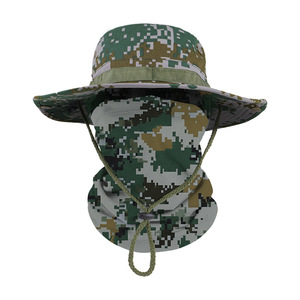 Sombrero de Pesca y Ciclismo para Exteriores con Máscara Facial, de Secado Rápido, con Cordón Ajustable, Diseño de Camuflaje - Product Image 1