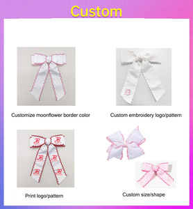 ODM özel logo saç yay kız okula geri işlemeli harfler ABCD uzun kuyruk ay dikiş yay - Product Image 5