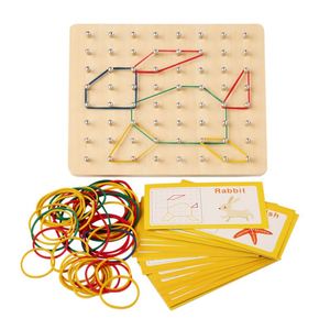 Graphical Geo Board Create Array Figures Shape STEM <b>Puzzle</b> Wooden Geoboard with Rubber Bands - Product Image 5