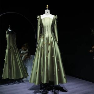 Robe de <span class=keywords><strong>soir</strong></span>ée en satin rose Jancember LSZ014, robe de <span class=keywords><strong>soir</strong></span>ée formelle à épaules dénudées, manches longues, robe de bal - Product Image 3