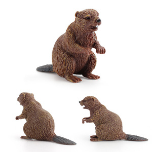 Lelewu éducation précoce modèle animal sauvage castors debout et couché posture solide mini pendentif jouet statique - Product Image 3
