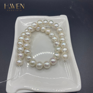 שרשרת פנינים מקופלות של H.WEN 2-4A אדיסון, פנינים עגולות מקומטות לא סדירות בגודל 8-14 מ\\\"מ - Product Image 1