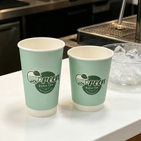 Duurzame, op maat bedrukte papieren bekers met dubbele wand (8oz, 12oz, 16oz) met deksel voor warme en koude koffie, thee, sap en meeneemmaaltijden.