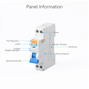 <span class=keywords><strong>Interruptor</strong></span> Automático <span class=keywords><strong>Diferencial</strong></span> de Corriente Residual EAST RCBO 6KA con Protección Contra Sobrecorriente y Fugas 50Hz 230V - Product Image 1