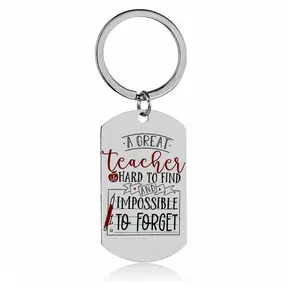 Ein großer Lehrer ist schwer zu finden Lehrer tag Geschenke Edelstahl gedruckt Anhänger Schlüssel anhänger Zubehör Neu