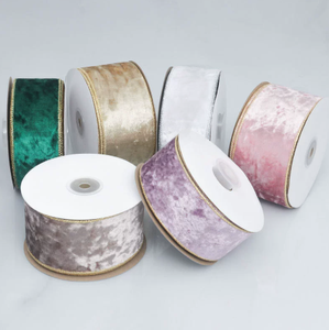 <span class=keywords><strong>10</strong></span> Yard/gulung Grosir Pita Beludru Poliester Bermotif Bunga dengan Kawat Besi Tepi Emas Tahan Lama untuk Dekorasi Pohon Natal dan Bahan Pembuatan Pita - Product Image 6