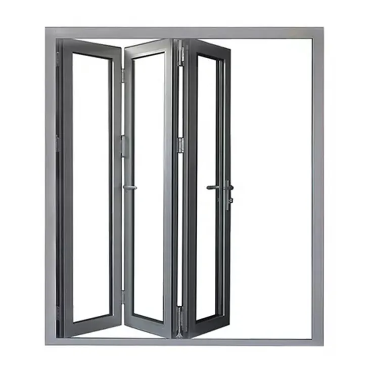 heavy hinge wheel hardware aluminum sliding two leaves balcony bi folding door