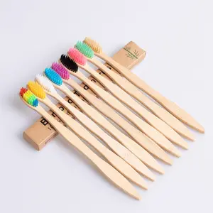 Экологичная зубная щетка с мягкой щетиной и бамбуковой ручкой для взрослых и детей, персонализированная зубная щетка из бамбука со средней щетиной