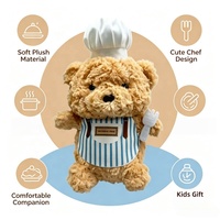 Peluche Ours Mignon avec Chapeau de Chef et Tablier Rayé, Jouets en Peluche Doux, Vente en Gros, Fabricant de Jouets, Peluche Personnalisée, Cadeau pour Enfants