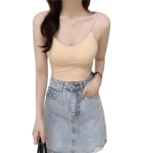 Tops cortos de seda helada para mujer, top sexy de verano sin costuras, chaleco sin espalda, top tubo, ropa interior, camisola con sujetador acolchado - Product Image 3