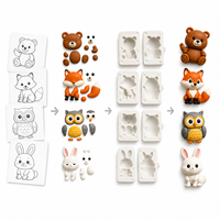 Ensemble d'aimants de réfrigérateur en PVC souple avec animaux de la forêt Kawaii, ours, renard, cerf, décoration de réfrigérateur mignonne