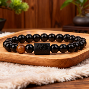 Bracciale con 12 Segni Zodiacali in Pietra Naturale Grezza, Onice Nero, Occhio di Tigre, <span class=keywords><strong>Ossidiana</strong></span>, Bracciale con Perline da 8mm - Product Image 4