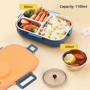 3 Compartment Stainless Steel Bento <b>Lunch</b> Box <b>Set</b> for Kids & Adults Dishwasher Safe Heatable Leak Proof - Product Image 3