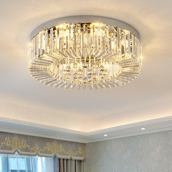 Classic Round Bedroom Crystal Ceiling Light Gorgeous Living Room Dining Room LED Crystal Ceiling Lamps Light Luxury High Quality