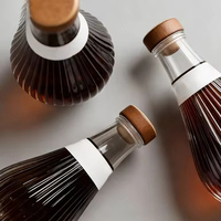 Bouteilles en verre personnalisées professionnelles 375 ml, bouteille en verre transparente avec rayures verticales et bouchon en liège pour vin de fruits et liqueurs