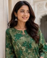Ensemble coordonné en coton vert moderne, tissu doux, élégant, stylé, décontracté, à porter tous les jours, été, séchage rapide