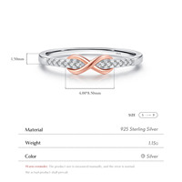 Bague simple en argent sterling 925 massif, couleur or rose romantique, design contrasté, bijoux de mode, amour infini, pour femmes