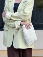 Pochette de Soirée Élégante et Luxueuse pour Femme, Style Vintage, Printemps-Été, Décontractée, pour Soirées et Fêtes, avec Fermeture Éclair, en Tricot Crochet, pour Rangement de Cosmétiques