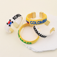 Pulseras de Tela con Bordado de la Copa Mundial de Fútbol 2026 Brasil, Brazaletes para Regalos de Recuerdo de la Copa Mundial de Fútbol