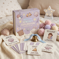 Cartes d'activités sensorielles personnalisées OEM pour l'heure du coucher, ensemble de cartes de guidage sensoriel et relaxant pour enfants, vente en gros