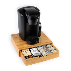 Bamboo <b>Coffee</b> <b>Pod</b> Storage <b>Drawer</b> With Sliding Compartment For <b>Coffee</b> Machine And Kitchen Countertop Organization - Product Image 1