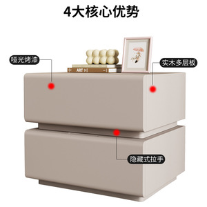 Modern Solid Wood <b>Bedside</b> <b>Table</b> S1 <b>Beige</b> Color 2 Drawer Storage Cabinet Bedroom Furniture Durable Design - Product Image 5