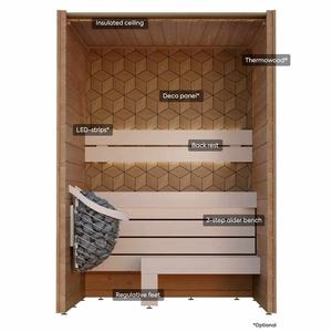 Sauna Interior Aislada de Lujo para 2 Personas, Fabricada con Madera Termotratada Natural - Product Image 3