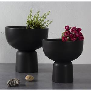 مزهرية سيراميك دائرية باللونين الأبيض والأسود، ديكور منزلي صديق للبيئة للفنادق وحفلات الزفاف، إناء زهور بتصميم عصري بسيط - Product Image 3