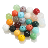 Verre multicolore DIY accessoires porcelaine artificielle perles de jade perles éparpillées acrylique macaron couleur ronde perle de verre