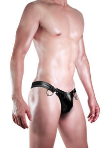 Mutande Sexy erotiche da <span class=keywords><strong>uomo</strong></span> in <span class=keywords><strong>pelle</strong></span> artificiale a vita bassa con cinturino in Jock mutande con cinturino in Jockstrap per glutei - Product Image 3