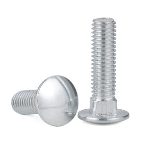 Vis à tête champignon M12 x 30, grade 8.8, vis à tête ronde à col nervuré, finition zinc blanc, normes américaines et britanniques - Product Image 2