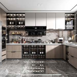 Modern Style European Wholesale High Glossy Lacquer Dark Grey Modernas Mueble De Cocina Lacquer Kitchen <b>Cabinet</b> - Product Image 1