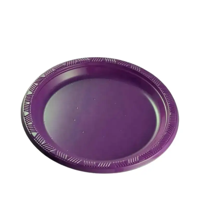 New Product OEM Dinner Tableware 9inch Round Portable Disposable Purple Plates for Party