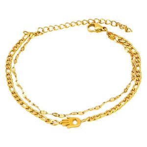 Love Letter Charm Bracelet Double Layered Chain Stainless Steel Bead Women's Fashion Jewelry Gift - Product Image 5